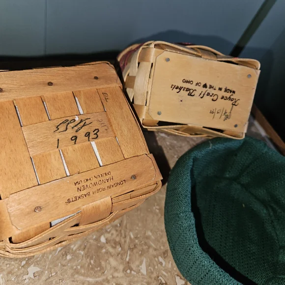 Longaberger Brown and Red Baskets Set Of 3 - Picture 3 of 5